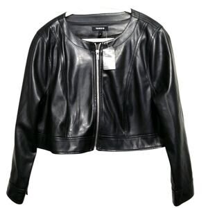 NWT Torrid faux leather crop jacket zip up silver accent womens size 0 plus size